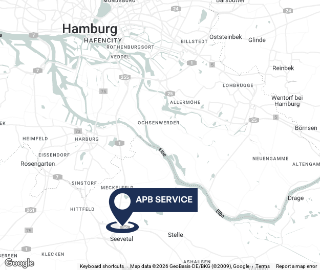 Standort der Autowerkstatt APB Service in Seevetal mit Anbindung an Hamburg-Süd, Harburg und Bergedorf
